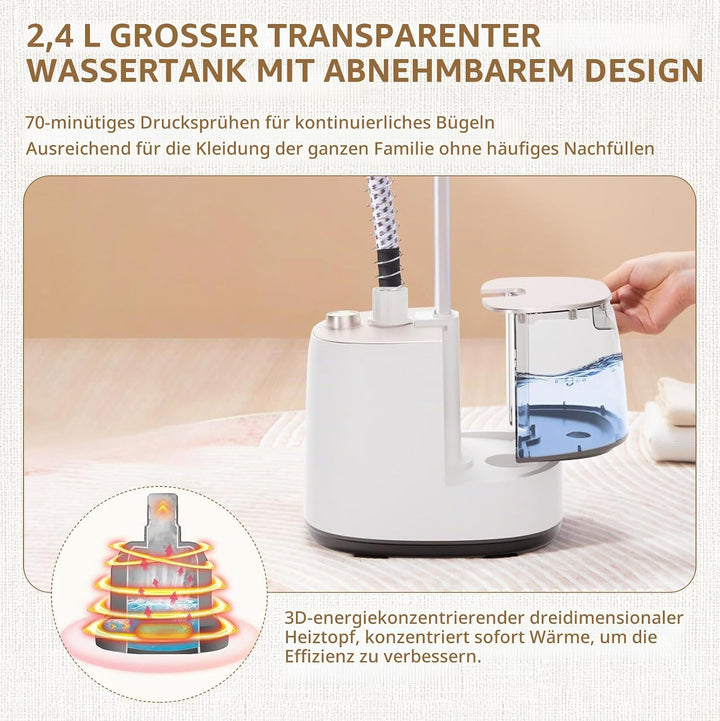 Dampfglätter Vertikaler Steamer, 2-in-1 Stand Dampfglätter mit Bügelbrett, 2000W Dampfbügelstation &amp;