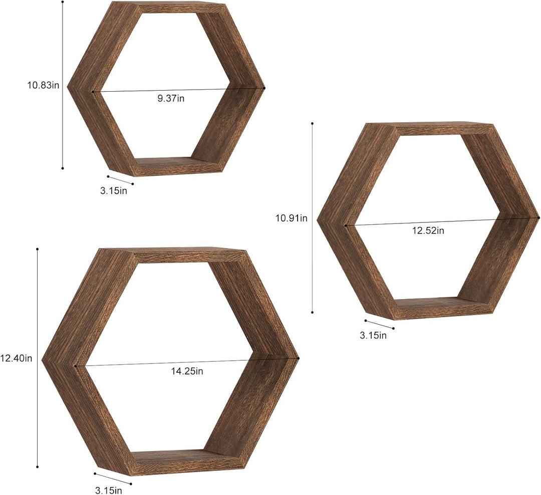 Sechseckige schwebende Regale 6er Set Bauernhaus Waben Wandaufbewahrung Regal Holz Display Sechsecki