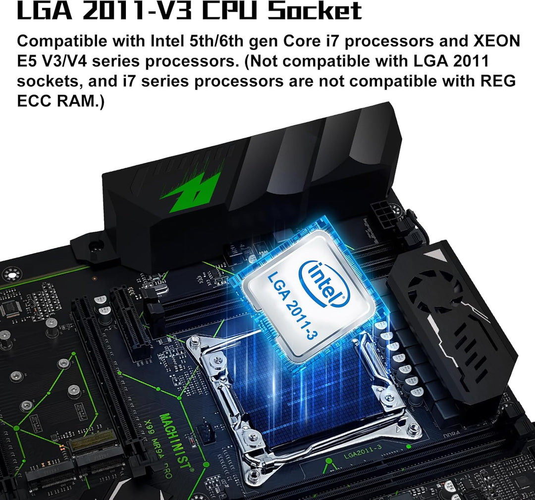 MACHINIST LGA 2011-V3 ATX Motherboard, X99 Gaming Motherboard mit Self-Check-Karte (Intel 5th/6th Ge