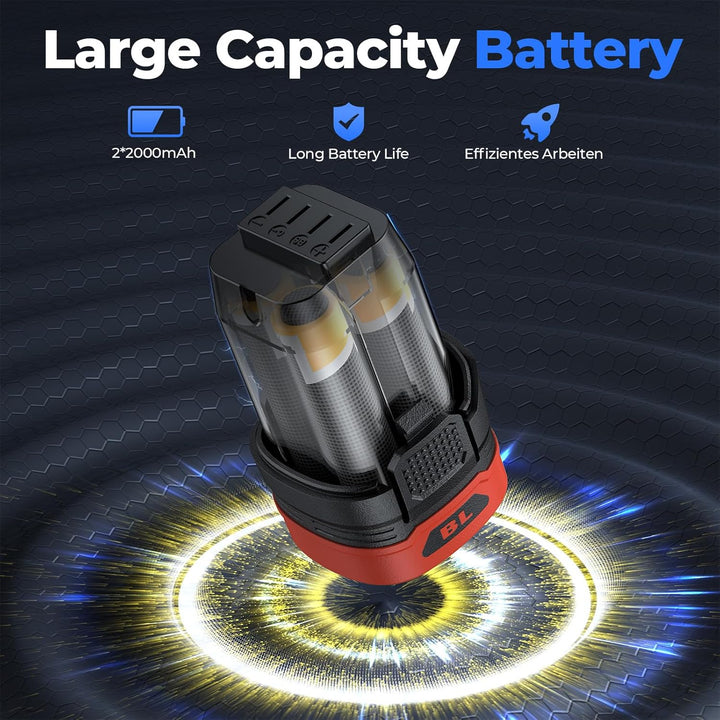 Akkuschrauber, Akku Bohrschrauber Set Mit 2000mah Akku, 25+3 Drehmomentstufen, Max 65 N.M Akku Bohrm