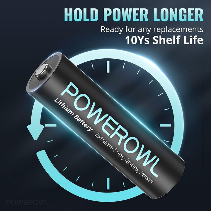POWEROWL Batterien AA 1,5 V Lithium AA Batterien 12 Stück (Nicht Wiederaufladbare) für High-Tech Ger