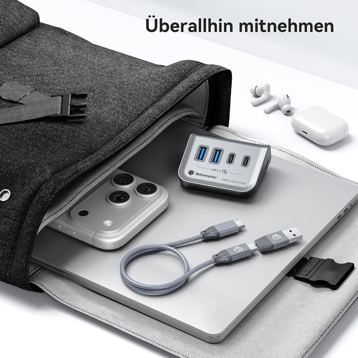 Yottamaster USB C Hub 10Gbps, 4-in-1 USB 3.2 Hub, 2 USB-A &amp; 2 USB-C Ports, USB C Verteiler mit 2-in-