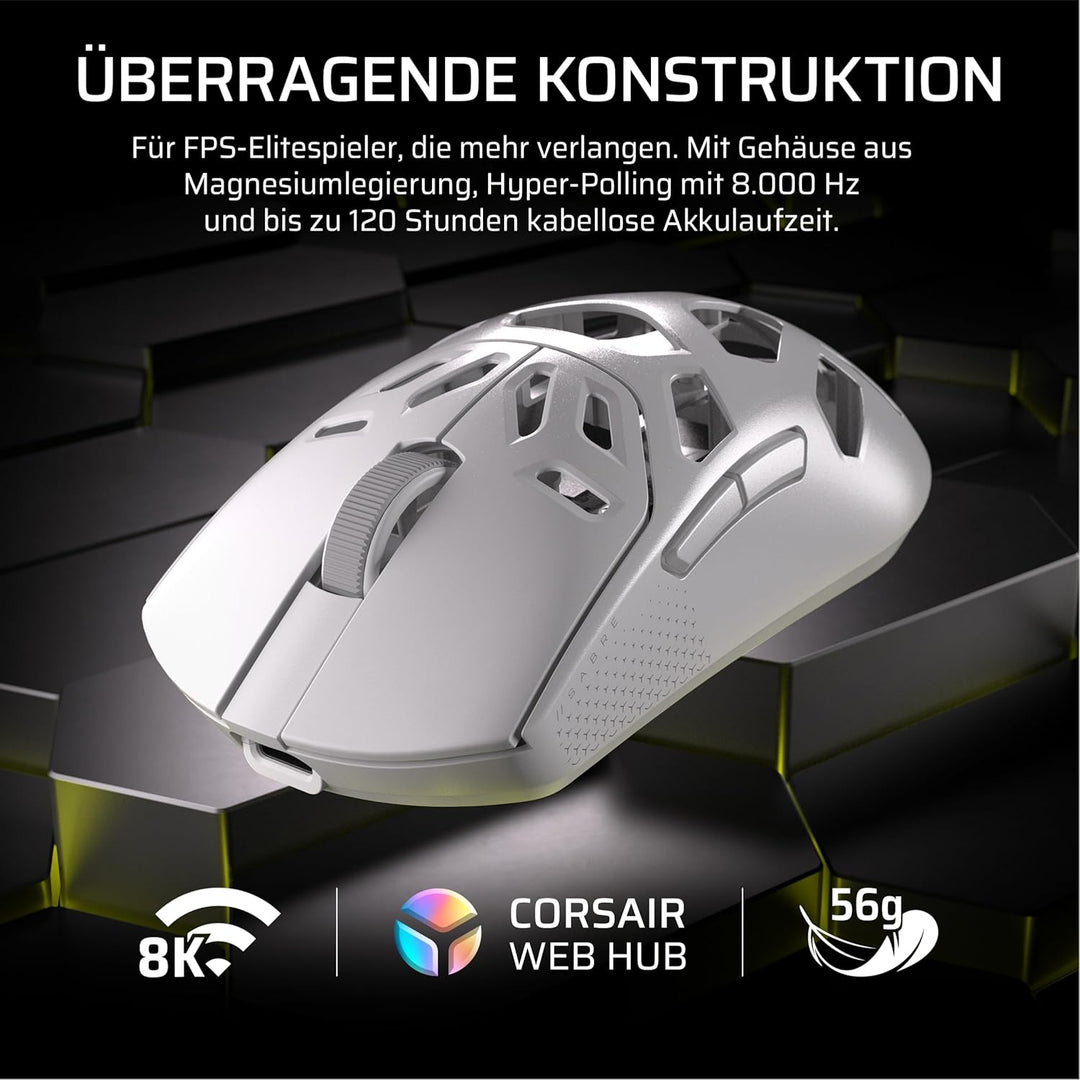 Corsair Sabre v2 PRO Kabellose MG FPS-Gaming-Maus – 33,000 DPI Marksman S-Sensor, 8,000Hz Hyper-Poll