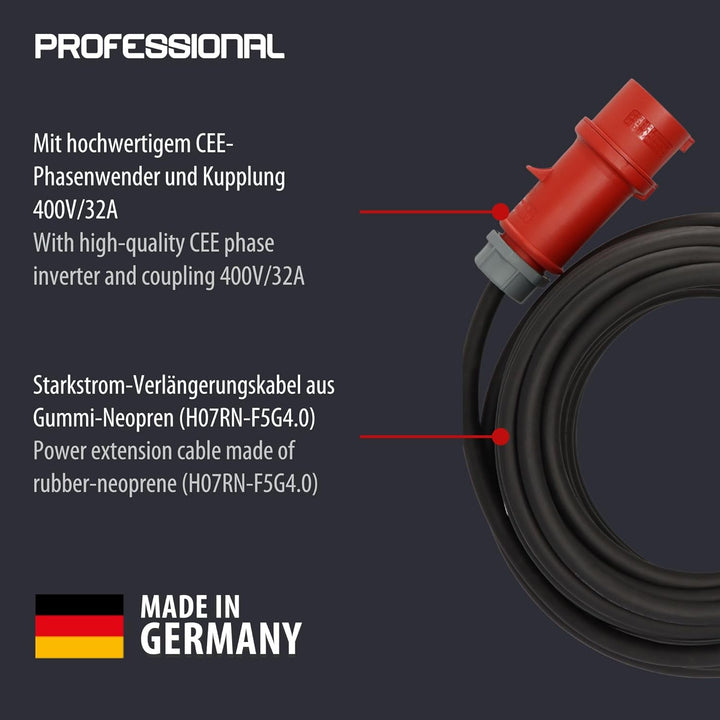 Brennenstuhl CEE Verlängerungskabel mit Phasenwender IP44 (10m Kabel, H07RN-F 5G4,0, 5-polig mit CEE