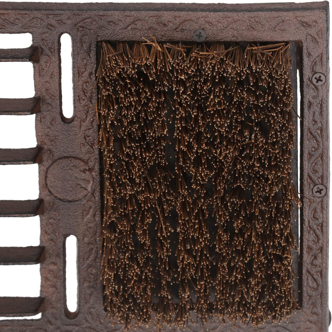 Relaxdays Schuhabstreifer, aus Gusseisen, grosse Bürste, Stiefelknecht, antikes Design, Aussenbereic