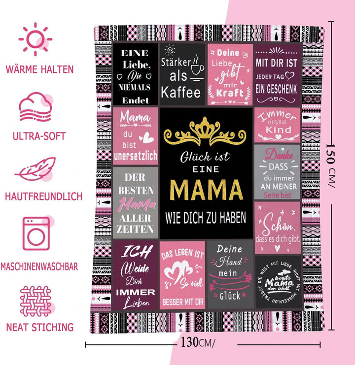 Muttertagsgeschenk - Kuscheldecke Geschenke für Mama - Beste Mama der Welt Flanell Decke - Geburtsta