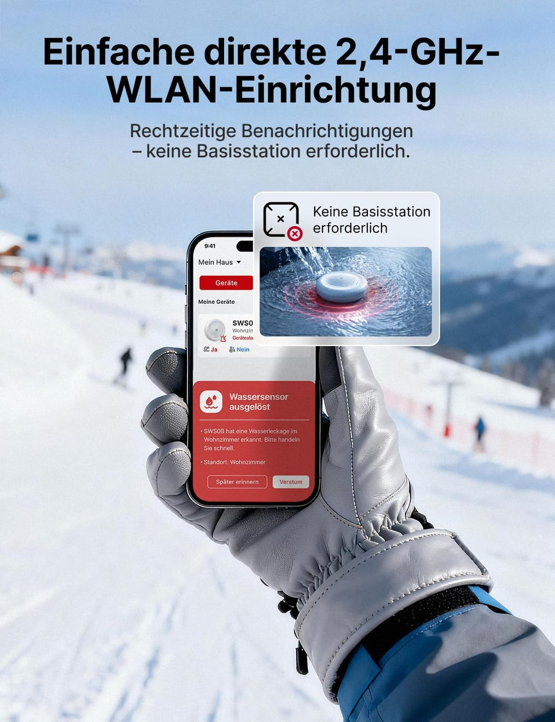X-Sense 2-in-1 WLAN-Wassermelder mit Frostwarnung, Tieftemperatur-Melder, Smarter Sensor mit App-Ben
