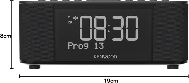 Kenwood CR-ST40DAB-B - Stereo Radiowecker mit 3 Weckzeiten, DAB+, UKW, Bluetooth, USB, Ladefunktion,