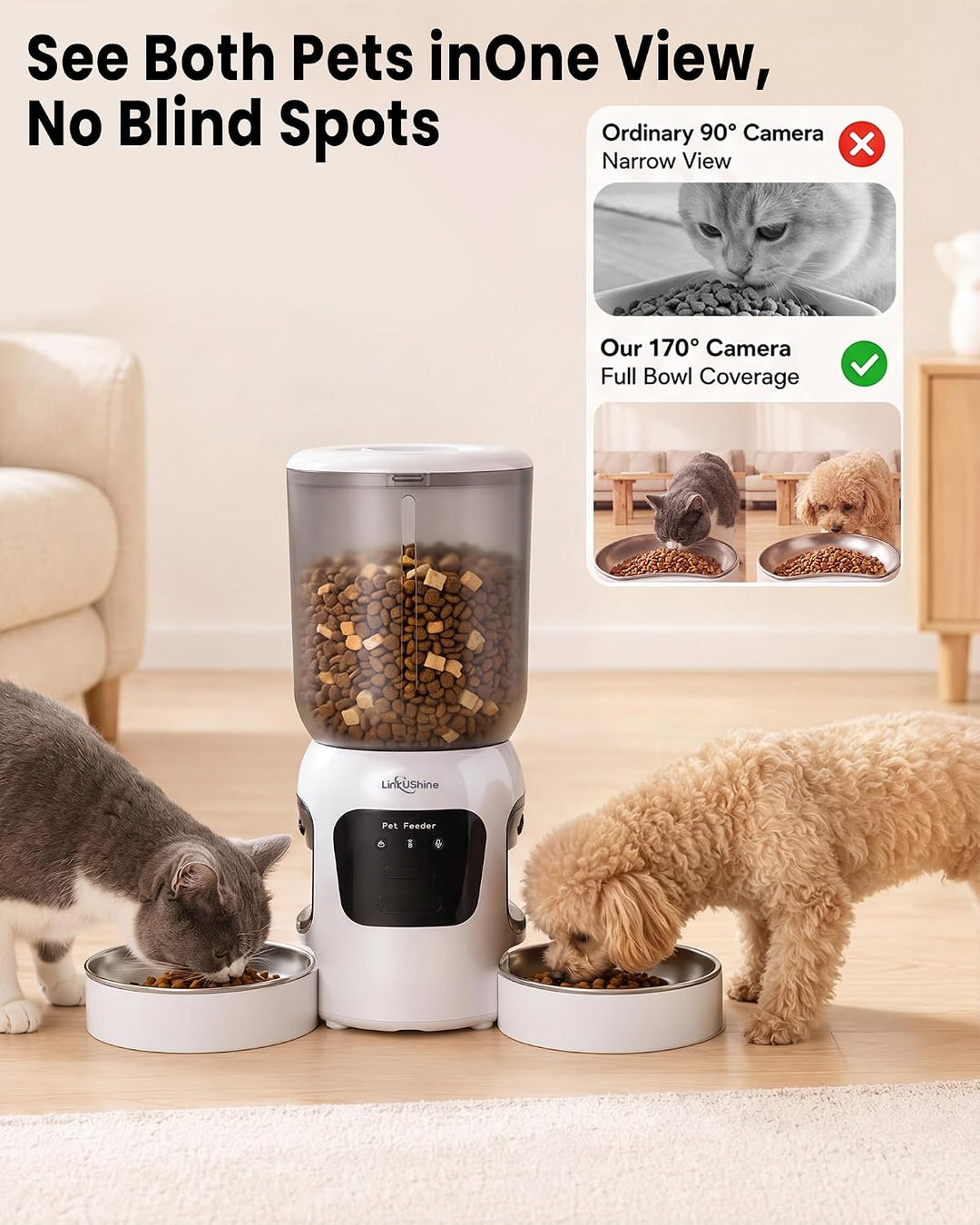 Smarter Futterautomat für Zwei Katzen, Doppelter Futterspender