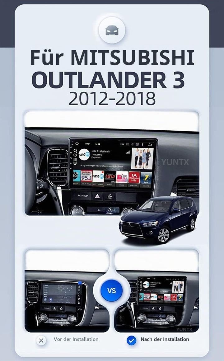 YUNTX [6GB+128GB] Android 10 2 Din Autoradio für Mitsubishi Outlander(2012-2018)-[Integriertes Wirel