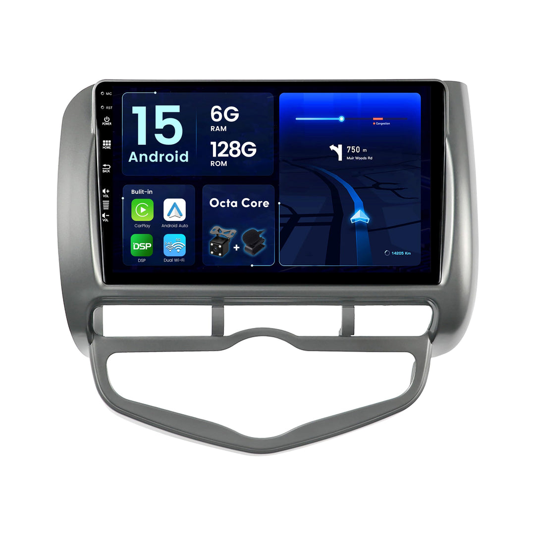 6G+128G - Android 15 - Autoradio für Honda Fit/City/Jazz (2002-2007) - Kabellos CarPlay/Android Auto