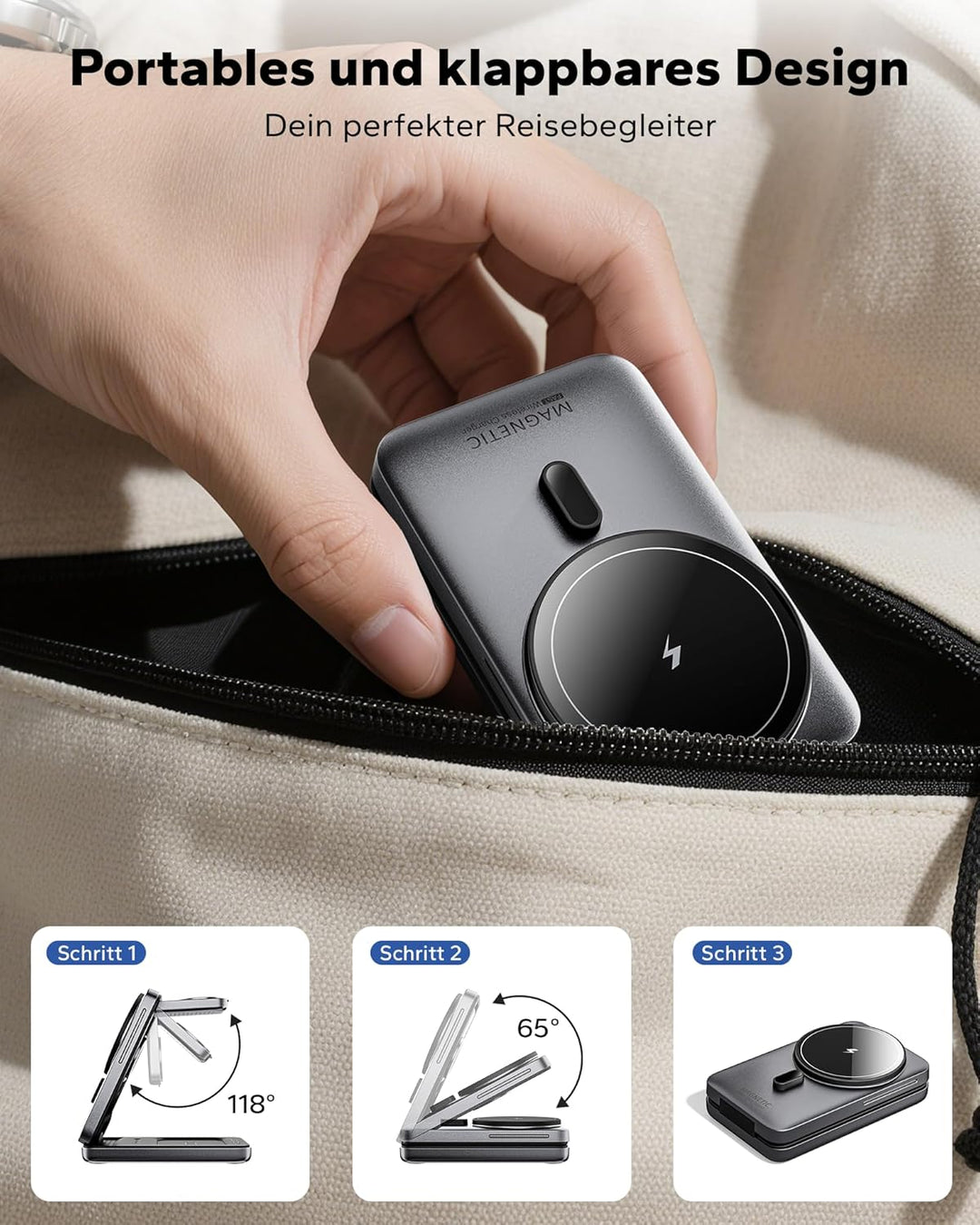 KPON Magsafe Ladestation für Apple Watch und iPhone, 3 in 1 Faltbares Magsafe Ladegerät Schnellladun