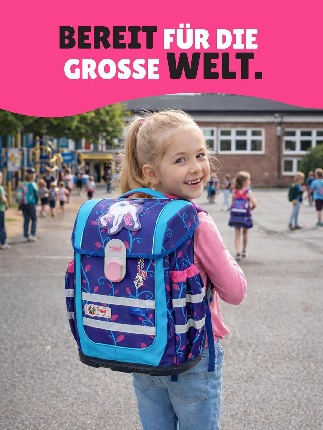 Familando - McNeill Ergo Complete Schulranzen Set - 12-teilig - Lilly Einhorn/Unicorn - Ergonomisch
