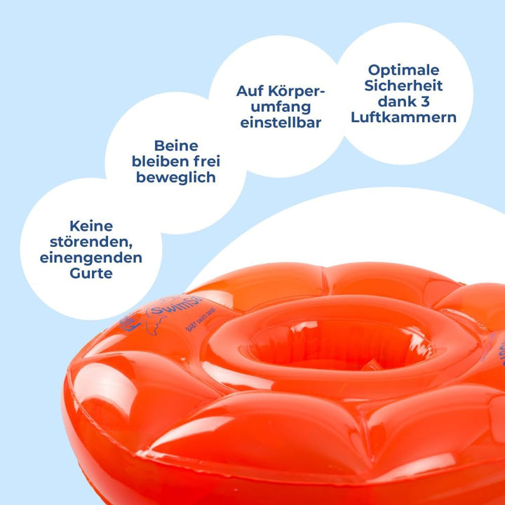 Flipper SwimSafe 1040 - Schwimmsitz für Babys ab 3 Monaten, Schwimmhilfe mit 3 Luftkammern und ohne