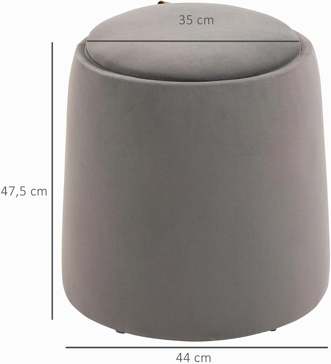 HOMCOM 2-in-1 Ottomane Sitzhocker Runde Polsterhocker Fussbank inklusive Stauraum, abnehmbaren Decke
