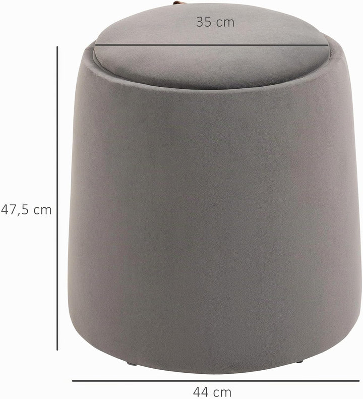 HOMCOM 2-in-1 Ottomane Sitzhocker Runde Polsterhocker Fussbank inklusive Stauraum, abnehmbaren Decke