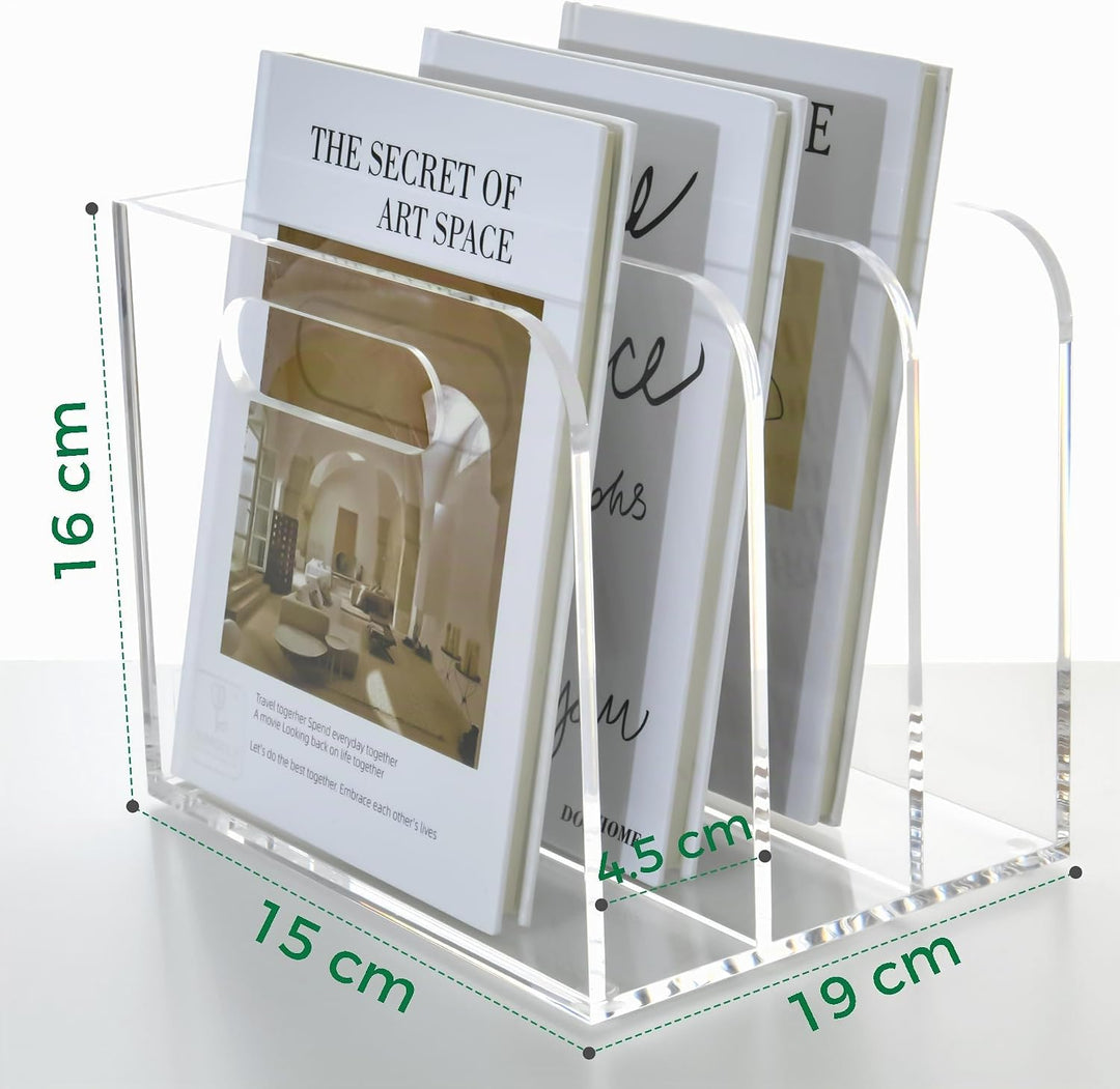 Acryl Stehsammler B5, Zeitschriftenhalter aus Acryl, Aktenmagazinhalter mit 3 Fächer, Schreibtisch-O