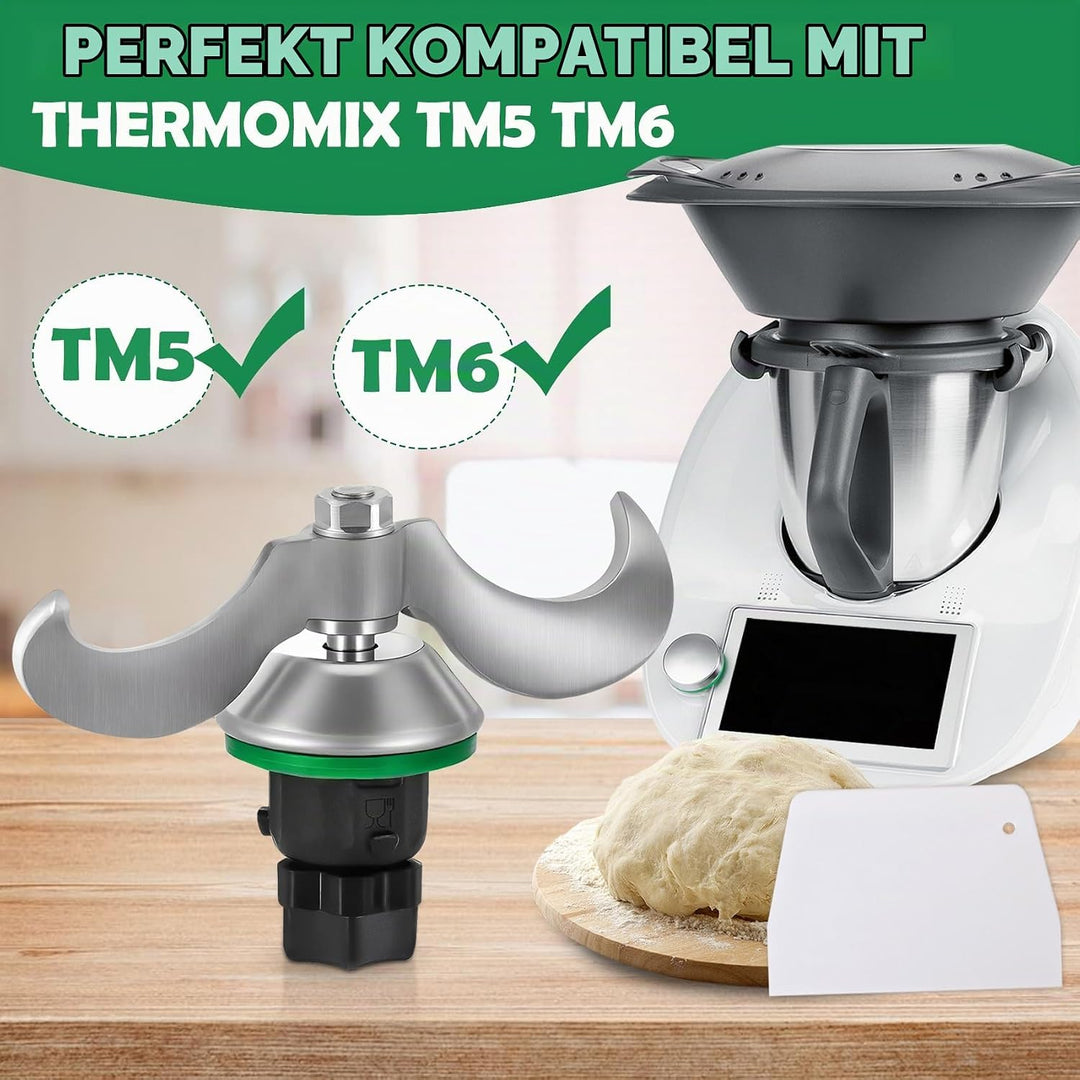 Teigmesser Kompatibel mit Thermomix TM6, TM5, Edelstahl Teigmischmesser mit Dichtring, Schnelle Rein
