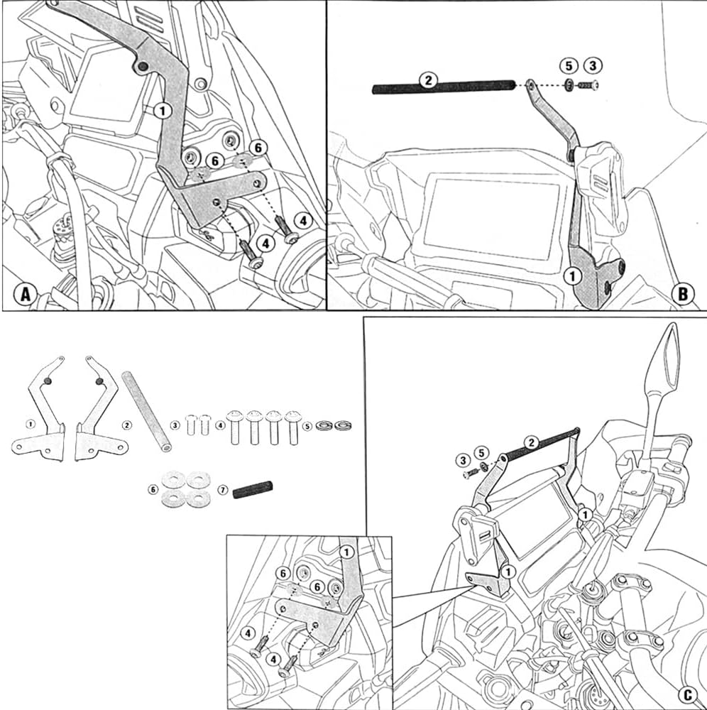 Baceyong Motorradständerhalter, Handy-GPS-Navigationsplattenhalterung, Kompatibel mit Honda CRF1100L