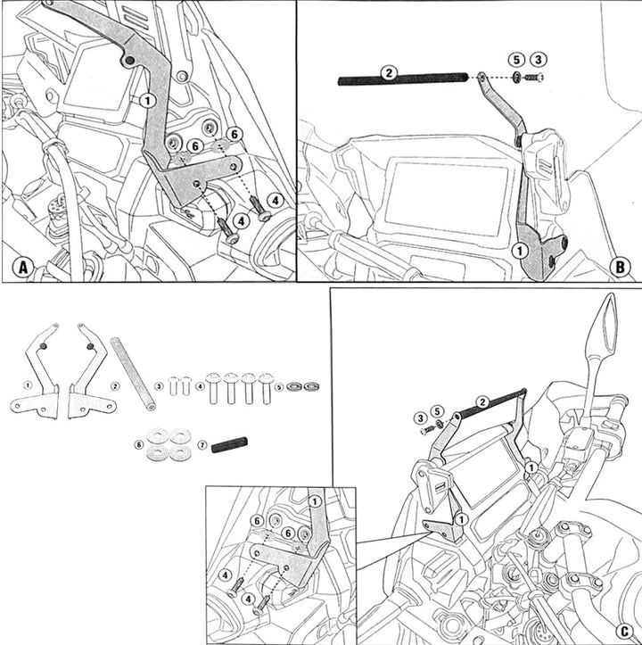 Baceyong Motorradständerhalter, Handy-GPS-Navigationsplattenhalterung, Kompatibel mit Honda CRF1100L