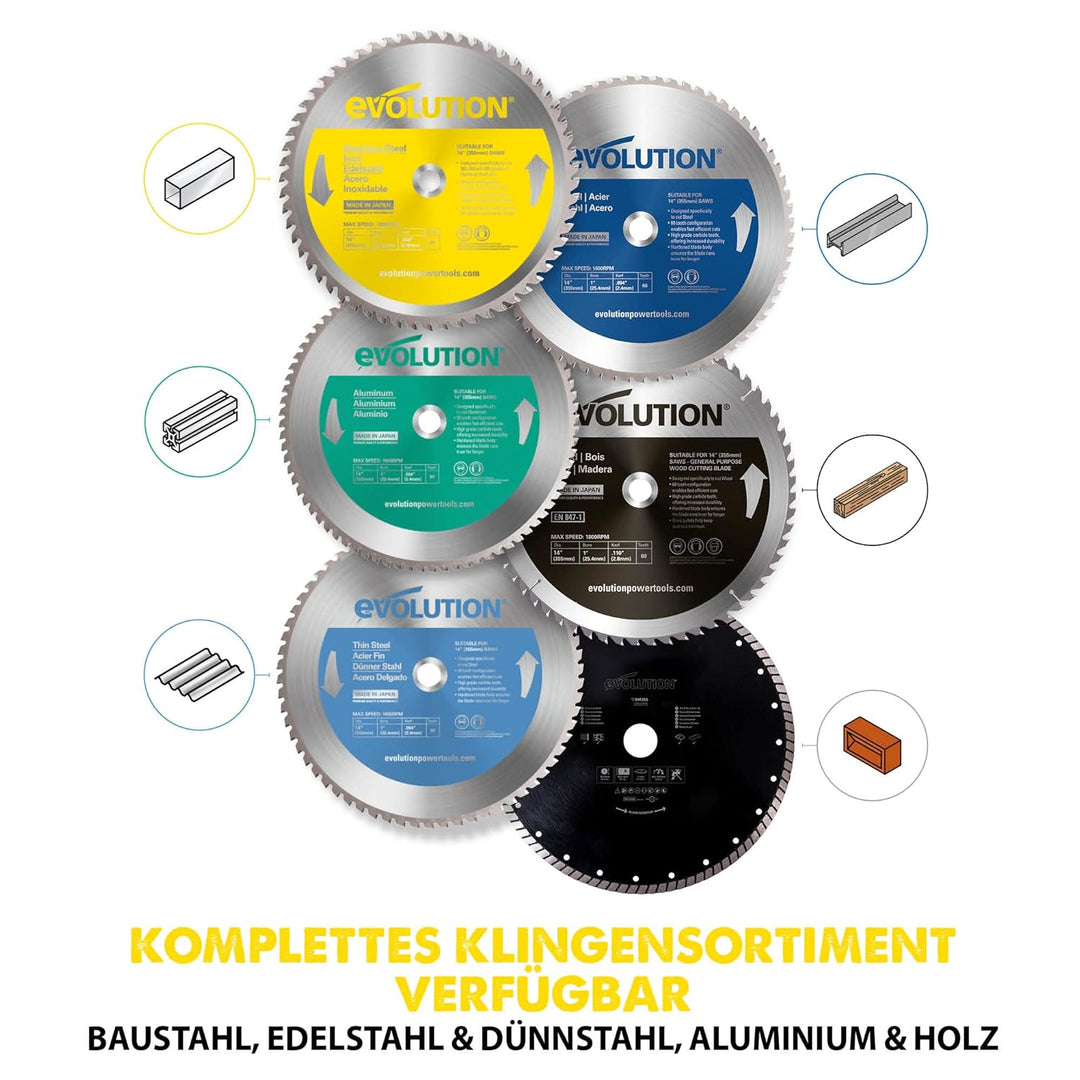 Evolution (S355TCT-90CS) - 355 mm Sägeblatt zum Schneiden von Edelstahl - Metall-Sägeblatt mit Hartm