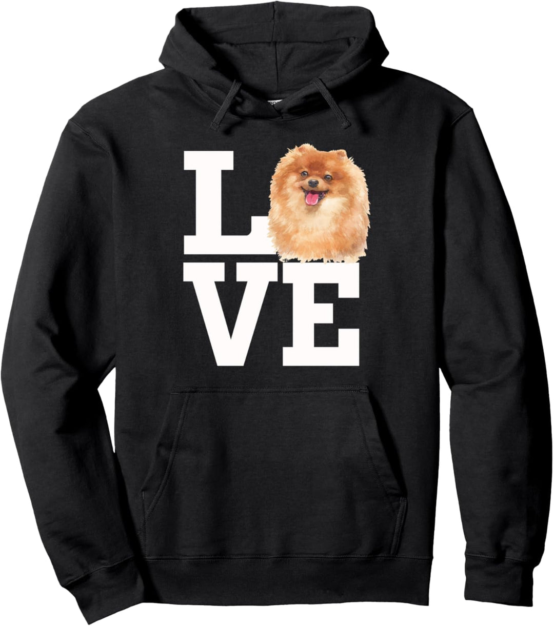 Love Pomeranian Dog - Cute Pomeranian Furry Dog Face Pullover Hoodie
