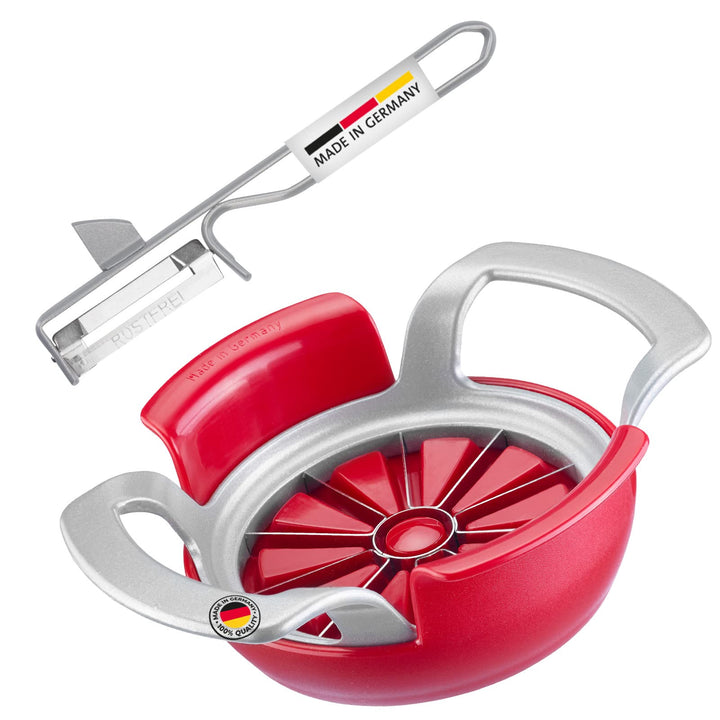 Westmark Apfel- und Birnenteiler-Set, 2 tlg., Apfel- u. Birnenteiler + Sparschäler, Rostfreier Edels