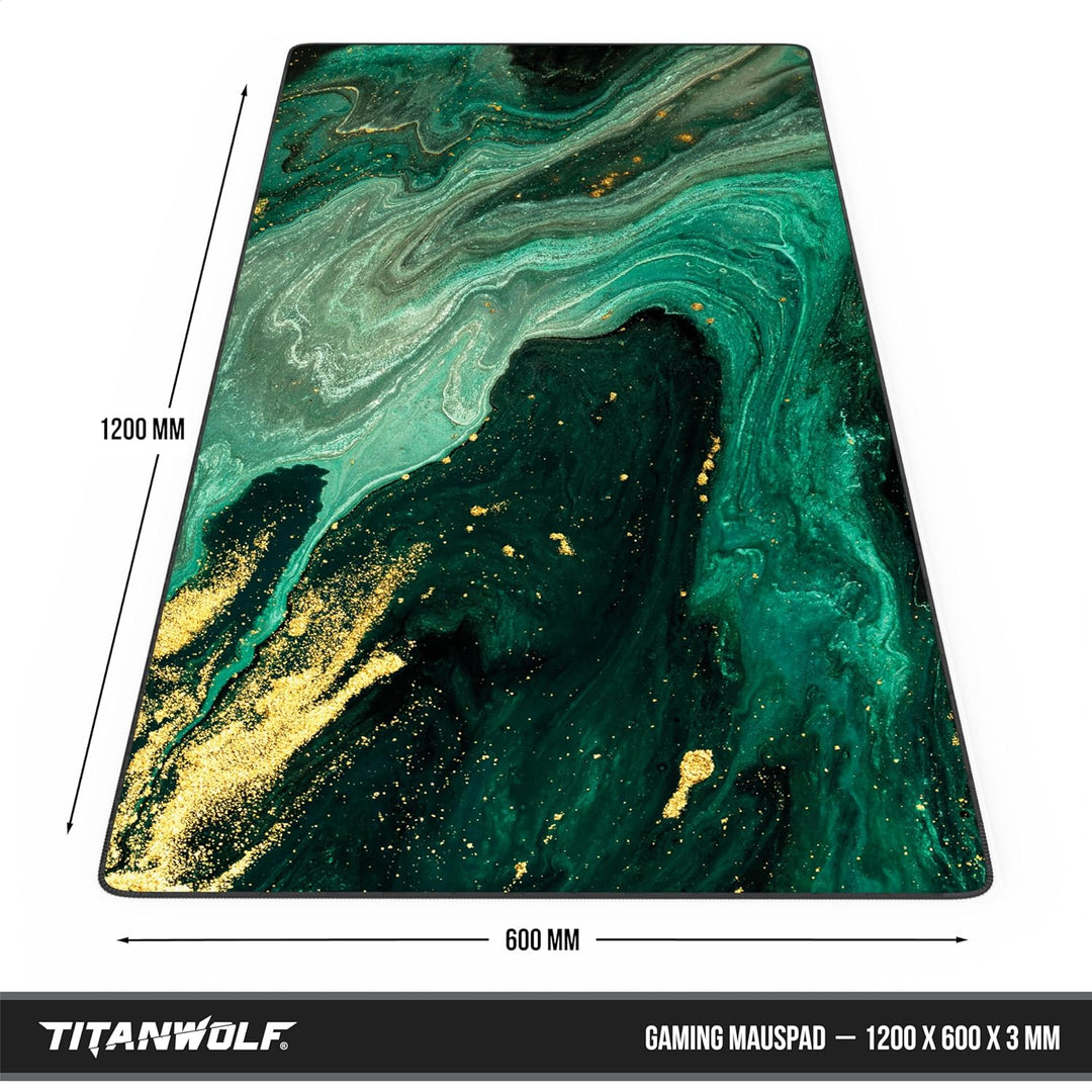 Titanwolf - XXXL Übergrösse Mauspad 1200x600mm, Gaming Mousepad Gross 120x60 cm Tischunterlage Large