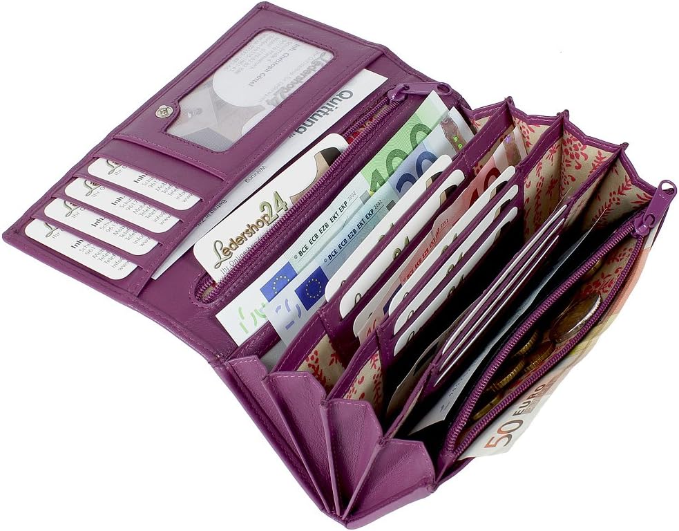 Branco Damen Geldbörse Portemonnaie Leder Damenbörse Damen Geldbeutel berry, Berry