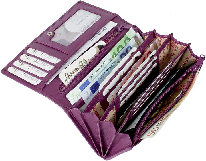 Branco Damen Geldbörse Portemonnaie Leder Damenbörse Damen Geldbeutel berry, Berry