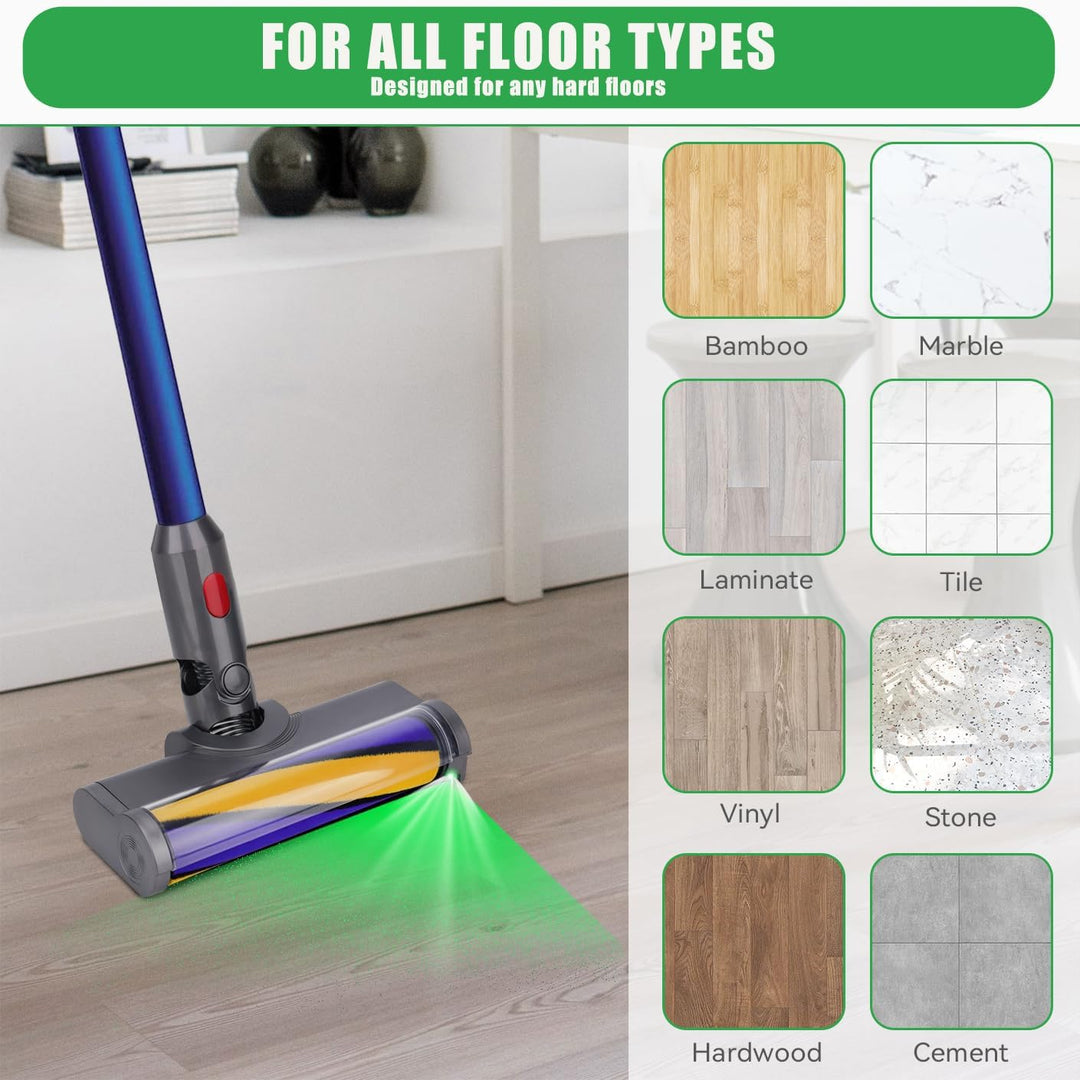 Softwalze Bodendüse Kompatibel mit Dyson V7 V8 V10 V11 V15 Staubsauger | Ersatzbürste mit LED | Stau