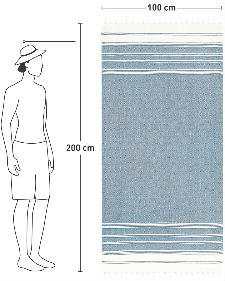 Fit-Flip Hamamtuch aus 100% Baumwolle saugfähig und schnelltrocknend | Opal Blau, 100x200cm Diamond,