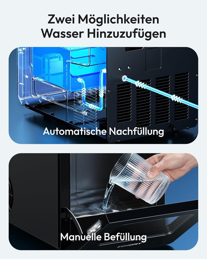 EUHOMY Kugelförmiger Eiswürfelmaschine, Eiswürfelbereiter für Grosse Eisbällen –108 Stück/Tag Selbst