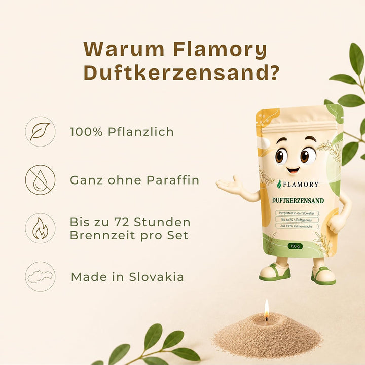 Duftkerzensand Probierset – Kerzensand mit Duft &amp; 9 Dochten – ohne Paraffin – aus Pflanzenwachs – ei