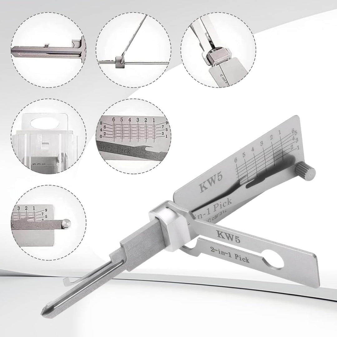 Edelstahl Schlüsseldecoder Master Key Decoder 2-In-1 Lock Pick Präzisionshaken Tonabnehmerkombinatio
