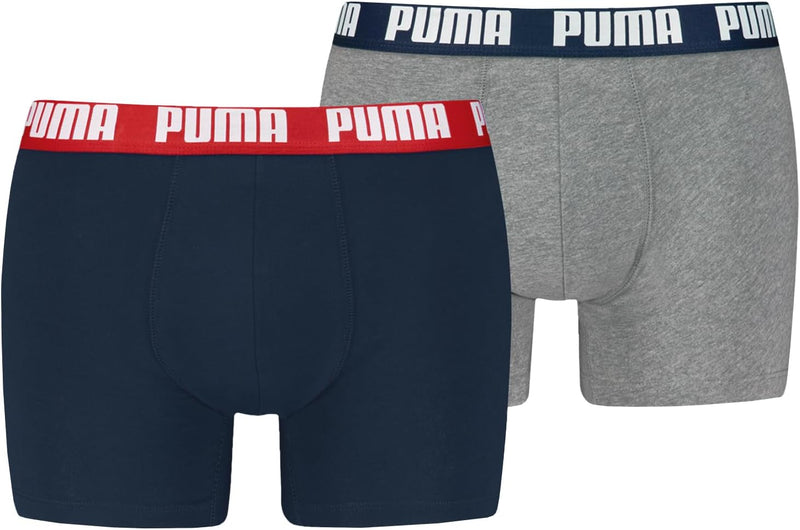 PUMA Herren Basic Boxers Boxer-Shorts (2er Pack) -006 Navy / Grey Melange S, -006 Navy / Grey Melang