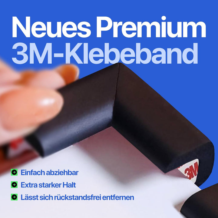 4.5m Schutzgitter und 4 Selbstklebende Ecken für scharfe Kanten und Ecken, Schwarz Komf-15BL, Komf-1