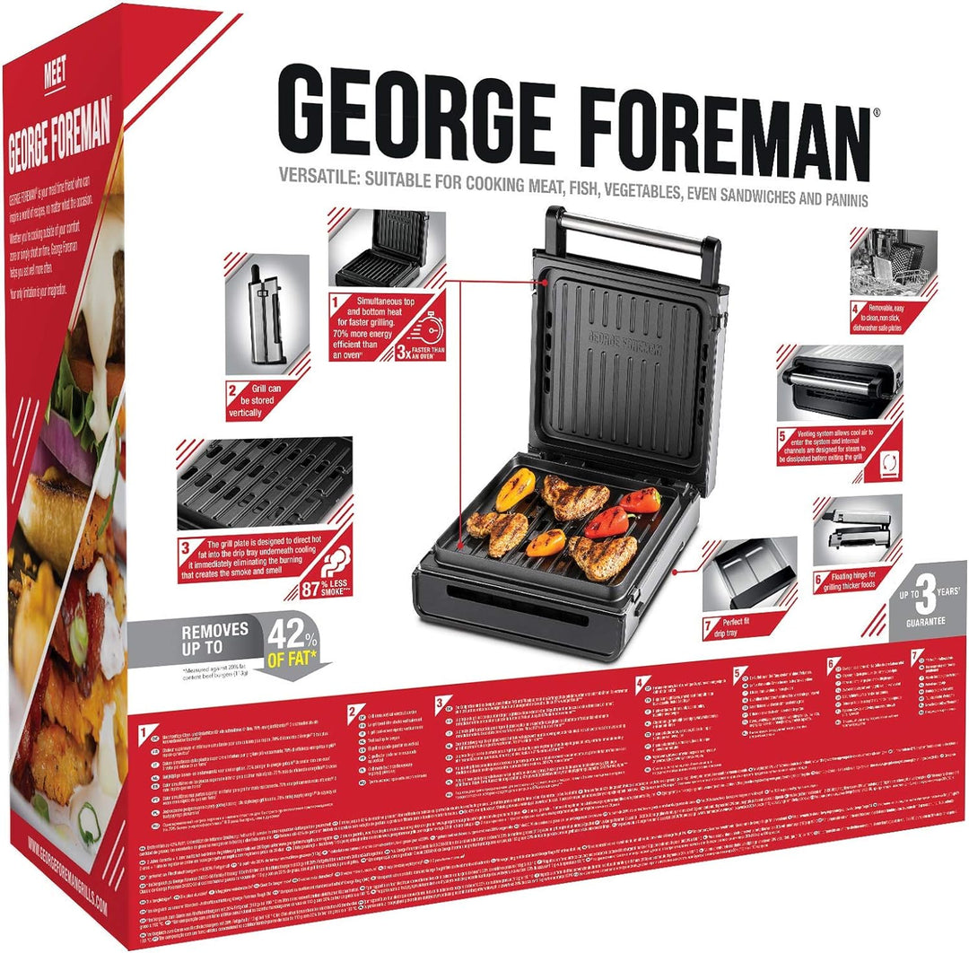 George Foreman Kontaktgrill & Panini- / Sandwichgrill [Smokeless - 87% weniger Rauch] Tischgrill (ab
