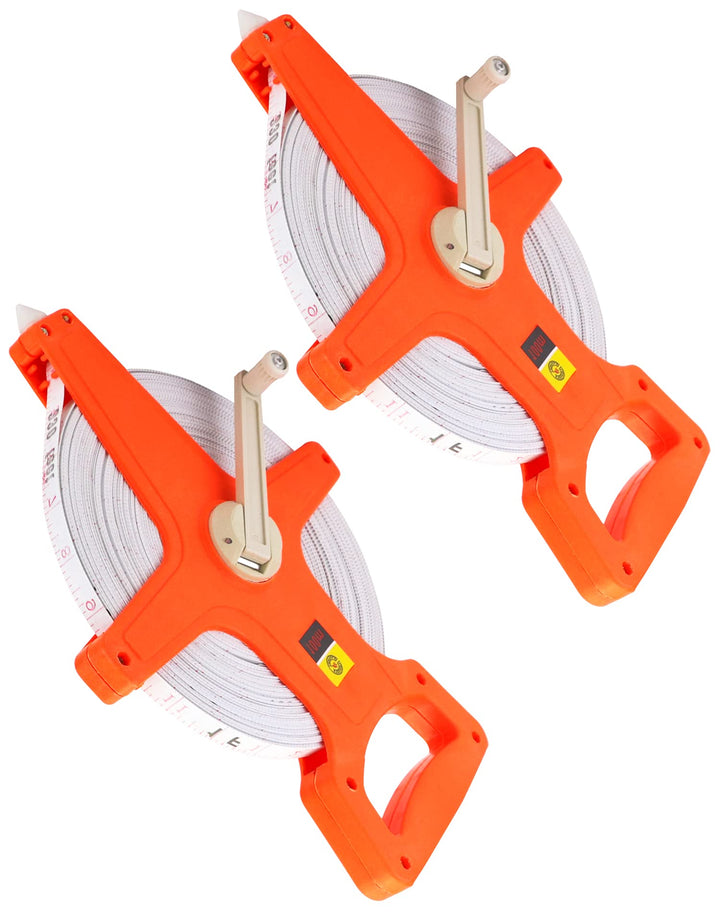 QWORK® 2 Stück Bandmass Fiberglas, Rollmassband, 100M /330 FT, Doppelseitig 2 Stück 100M /330 FT, 2