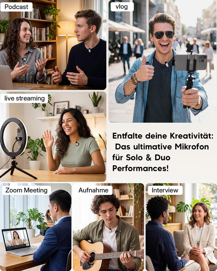 Kabelloses Mini-Mikrofon für Phone/Android/Pad 2er-Pack, Lavalier Ansteckmikrofon mit Lightning, USB