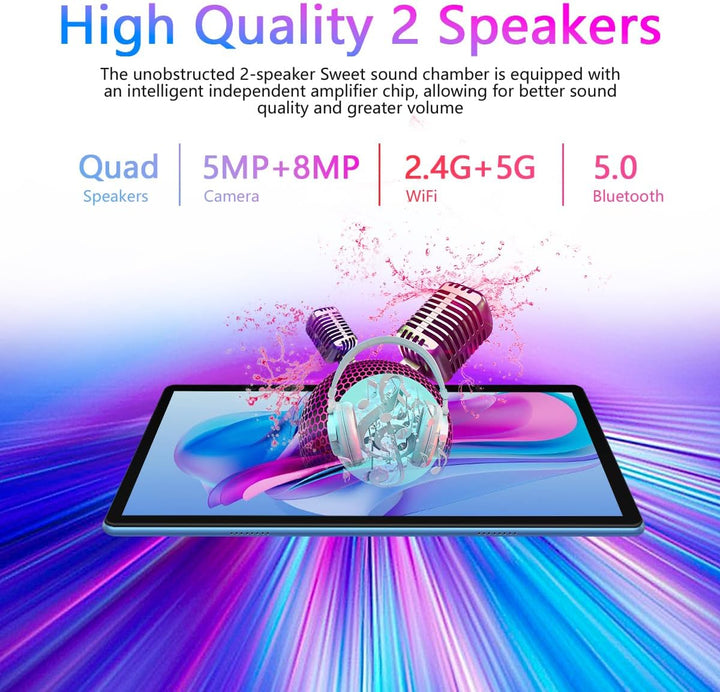 GOODTEL Neueste Tablet 10.1 Zoll Android mit 12GB RAM+128GB ROM 1TB TF, 5G+2.4G WiFi, GPS, Bluetooth