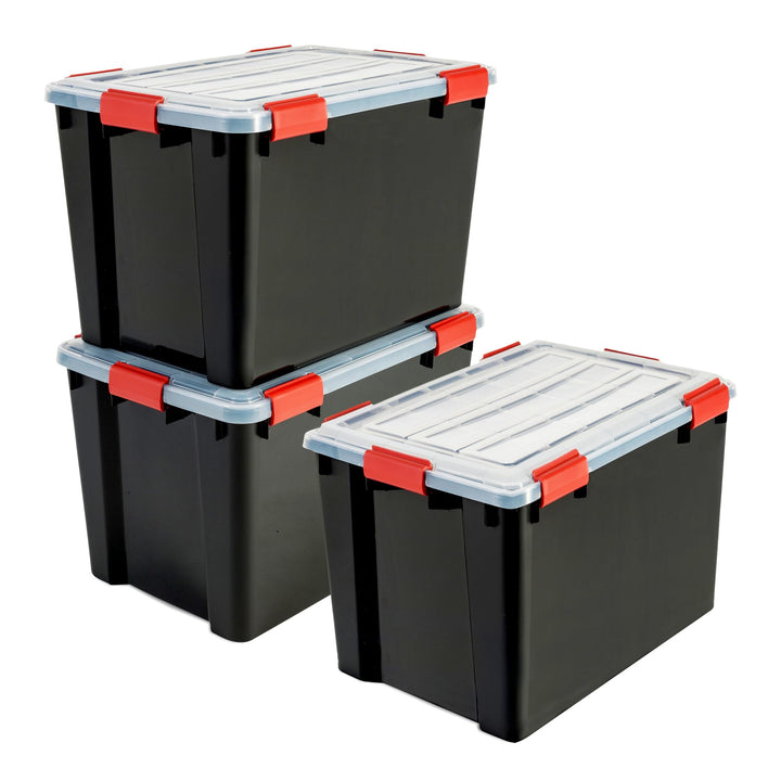 Iris Ohyama, Wasserdichte Aufbewahrungsboxen aus Kunststoff mit 70-Liter-Deckel, 3er-Set, BPA-frei,
