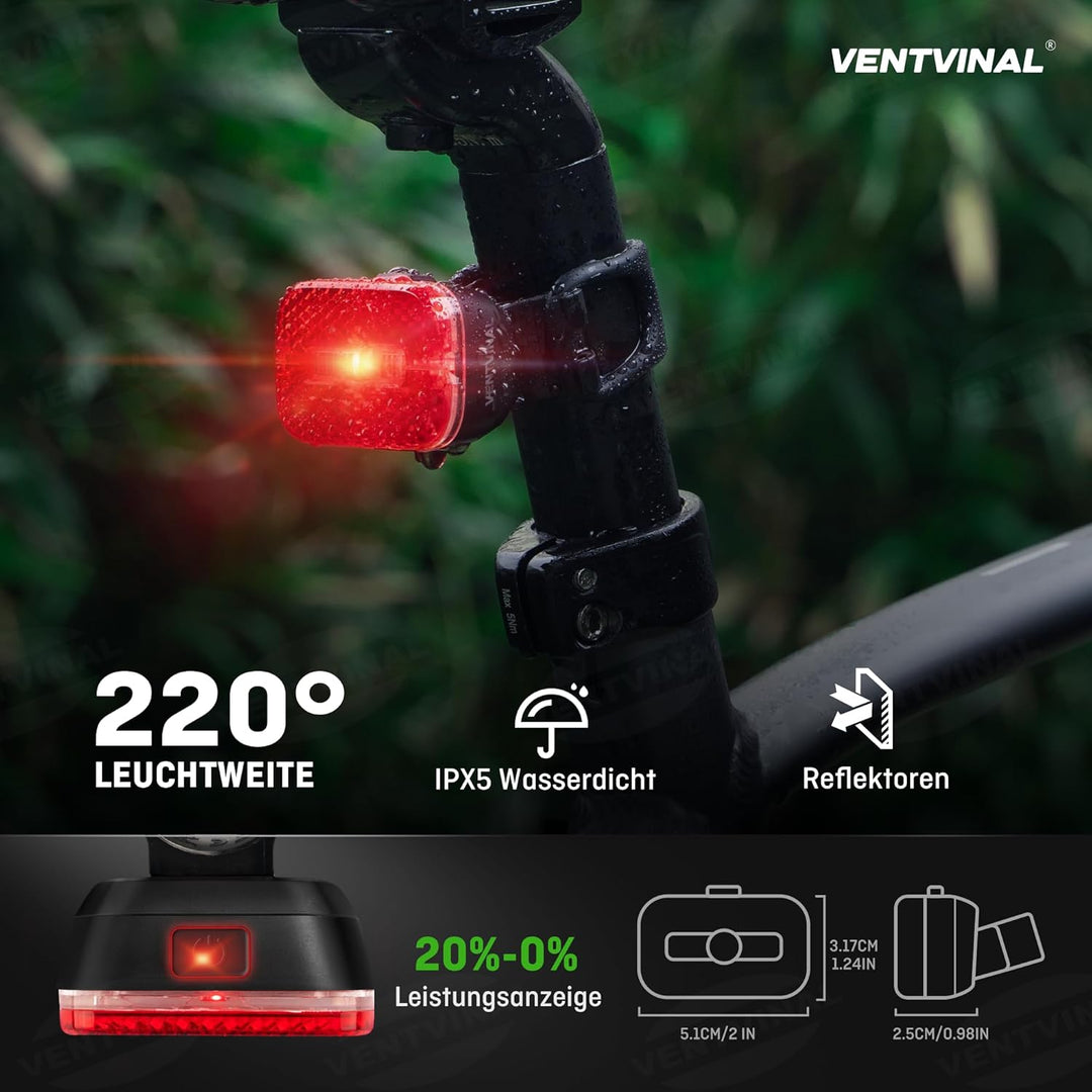Fahrradlicht Set USB Aufladbar,Stvzo Zugelassen Fahrradlicht Vorne und Rückstrahler mit Reflektor,3