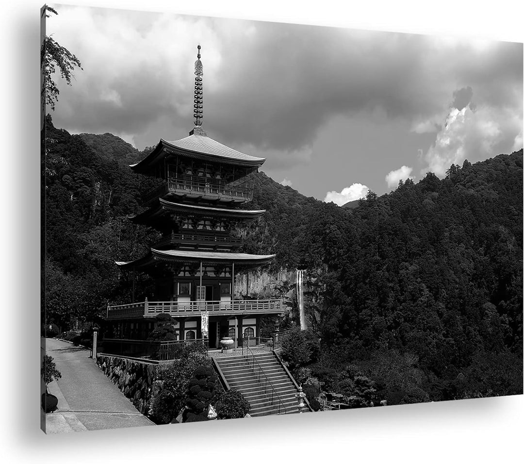 deyoli historische Tempelarchitektur Japans Effekt: Schwarz&Weiss,Format: 80x60 als Leinwandbild, Mo
