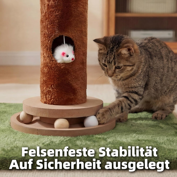 Fantasreen 88cm Kratzbaum mit Maus &amp; Kugelbahn, Grün Grün Gross, Grün Gross