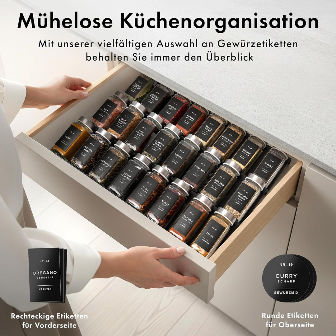 EDELHAUS® Gewürzgläser Set (24 Stück) mit 240 Aufklebern, Marker und Trichter - Hochwertige Glasbehä