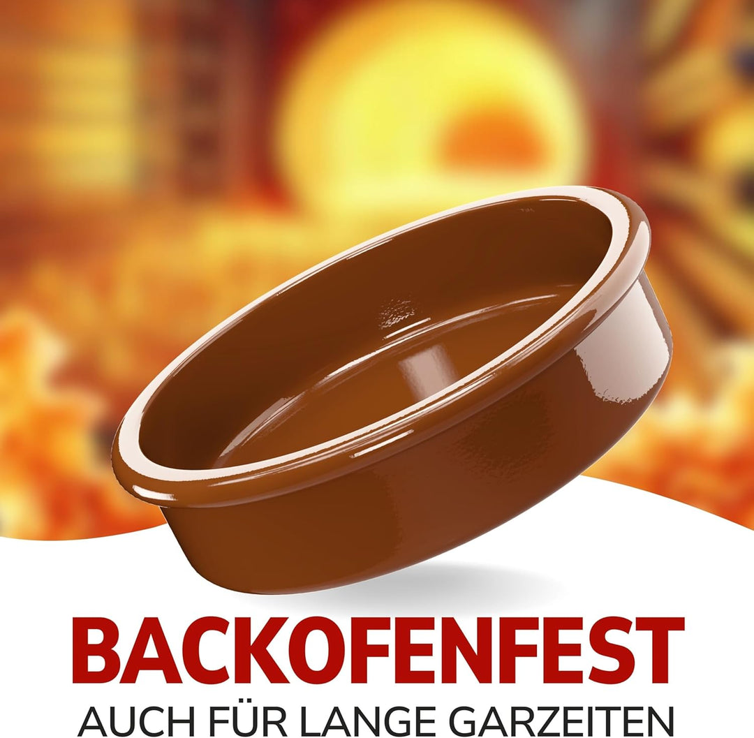 ToCi 12 x Tapas-Schalen Braun Ø 11,5 cm – Spanische Cazuela Schälchen aus Ton 175 ml - Kleine Auflau