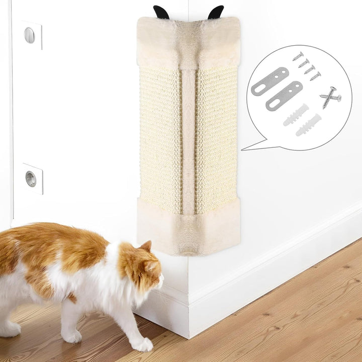 Katzenkratzmatte Kratzbrett aus Sisal und Massivholz – langlebige Kratzmatte für Katzen, Robustes Kr