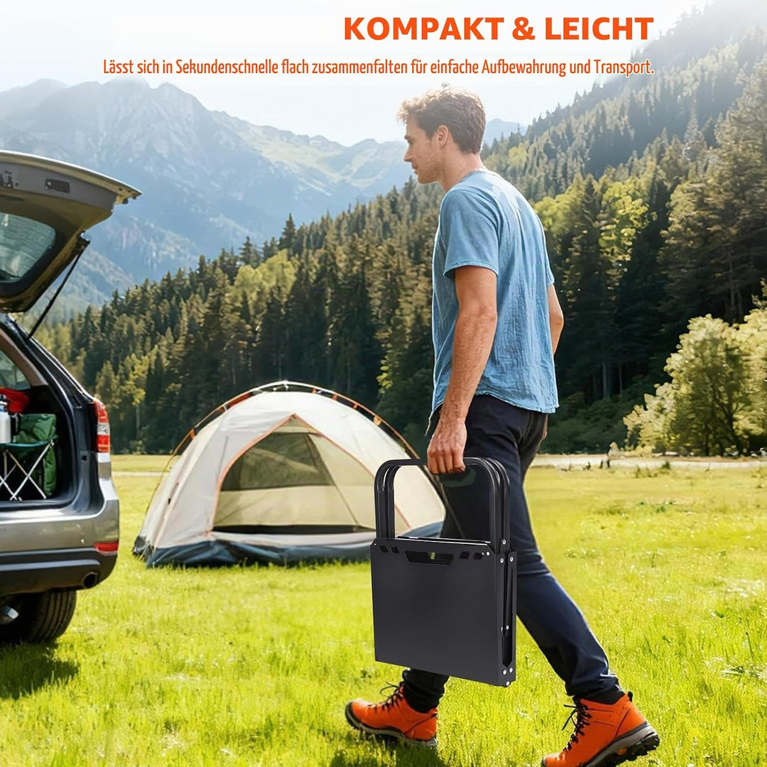 GFTIME Campingtisch Klappbar 60 kg Belastbar, Faltbarer Campingtisch 50 × 38,5cm, Carbonstahl Klappt