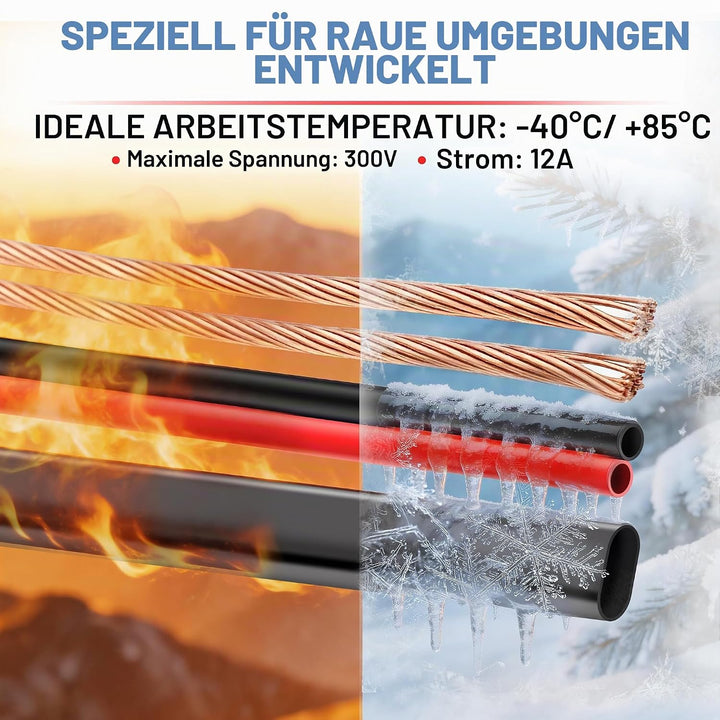 2 × 1,0 mm² Zweiadriges Doppelkabel 2 Core Automotive -Kabel 2 Leiter Kupfer -Elektrodraht 12 V 24 V